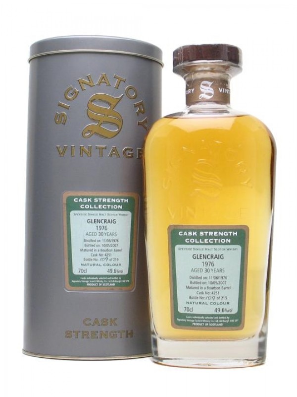 Glencraig 1976 30 Year Old Bourbon Barrel Signatory Cask Strength Collection