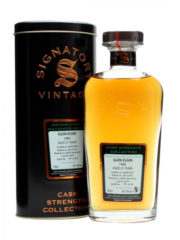 Glen Elgin 1991 21 Year Old Refill Sherry Butt #4078 Signatory Cask Strength Collection