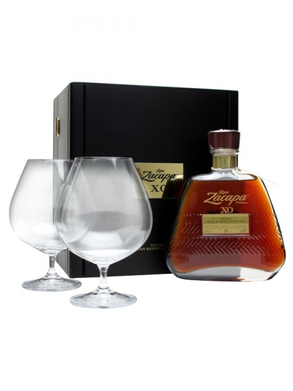 Ron Zacapa Centenario XO Rum Wooden Box w Glasses