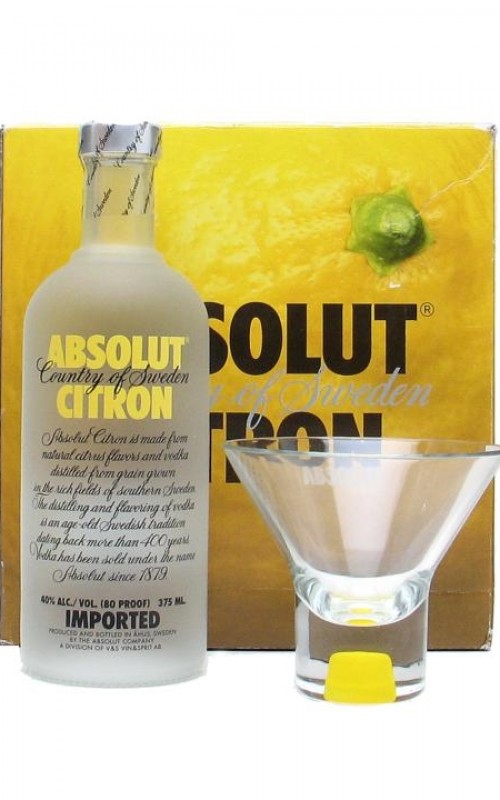 Absolut Citron Vodka Gift Pack with 4 glasses